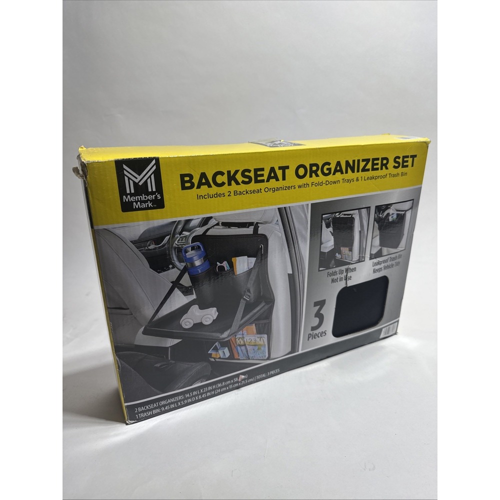 Member's Mark Multiple Pocket Back Seat Organizer 3 Pieces Set Black New